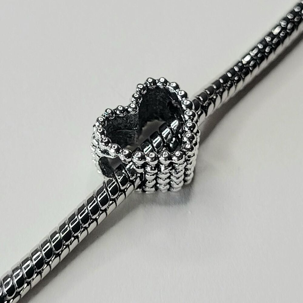 New! For Pandora Charm Bracelets Antique Silver Color Hollow Heart Charm - Picture 2 of 8